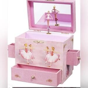 Enchantmints Ballerina music Jewelry Box, Treasure Storage Box with 4 Drawers